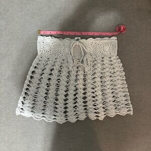 Crochet White mini bikini cover up Skirt
